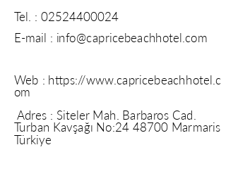 Caprice Beach Hotel iletiim bilgileri